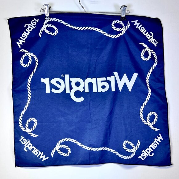 Wrangler Western Bandana Navy Rope Print Square Scarf Rodeo Cowgirl Countrycore - Picture 2 of 3